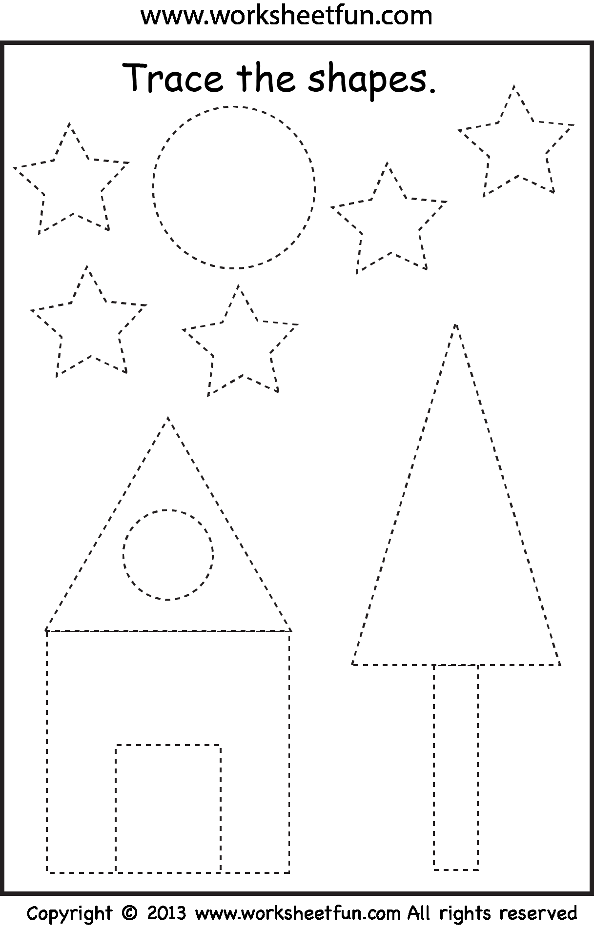 21 Worksheets For Preschool Kindergarten To Trace Shapes, Colors