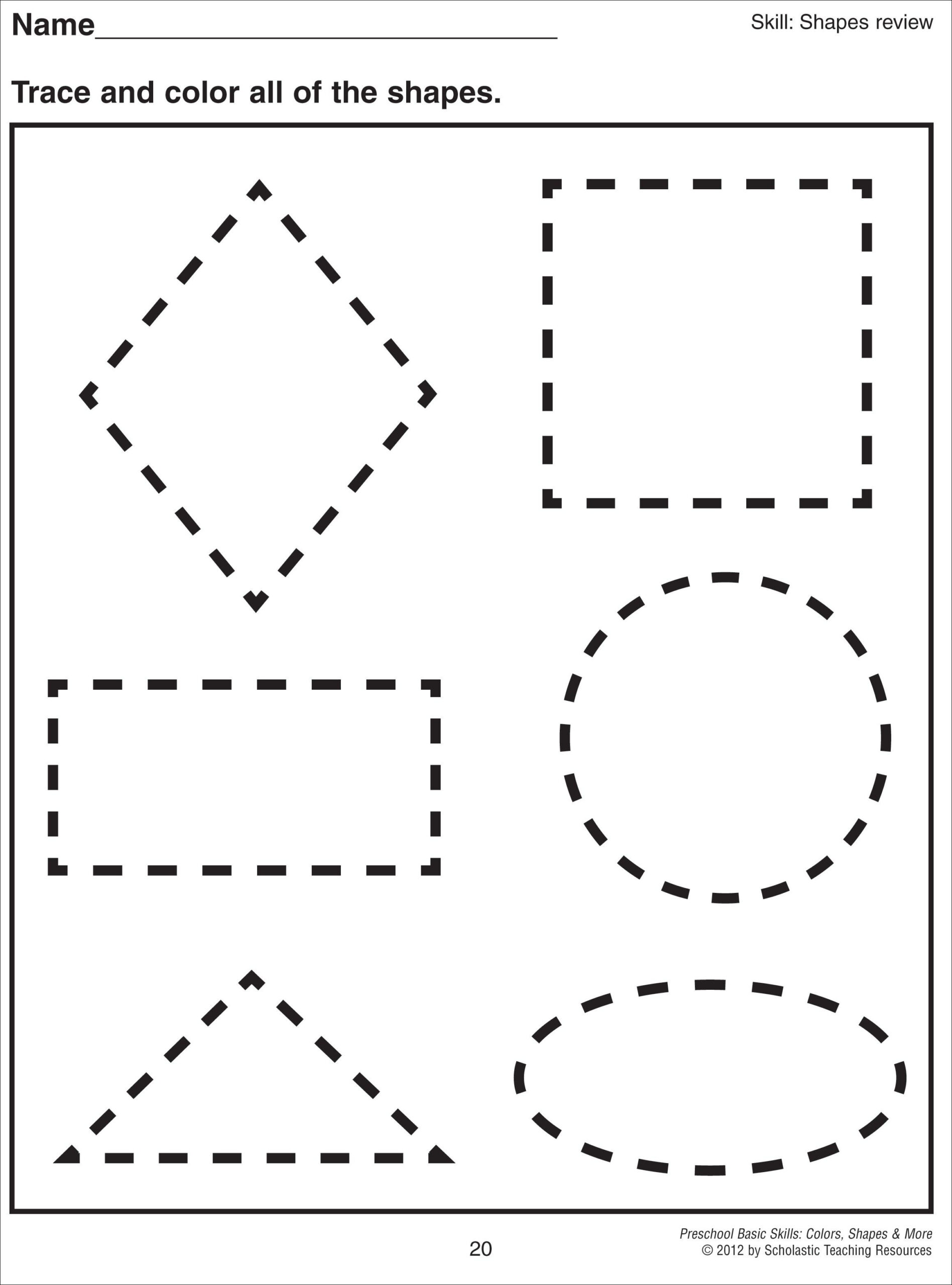 21 Worksheets For Preschool Kindergarten To Trace Shapes, Colors