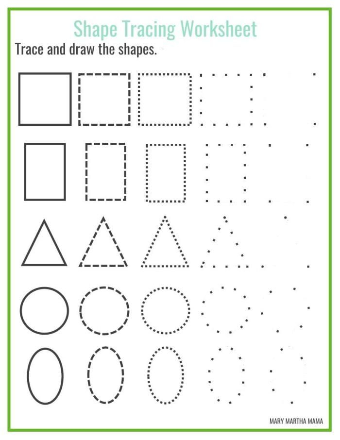 21 Worksheets For Preschool Kindergarten To Trace Shapes, Colors